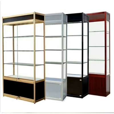 Standard and Customized Multilayer Stainless Steel with Led Light Glass Jewelry Display Cabinet Showcase