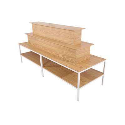 Rectangle Wood White Metal 3 Tier Shoe Rack