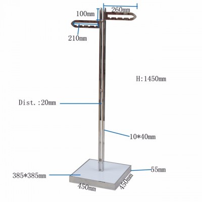 simple design two way shirt rack for clothing shop